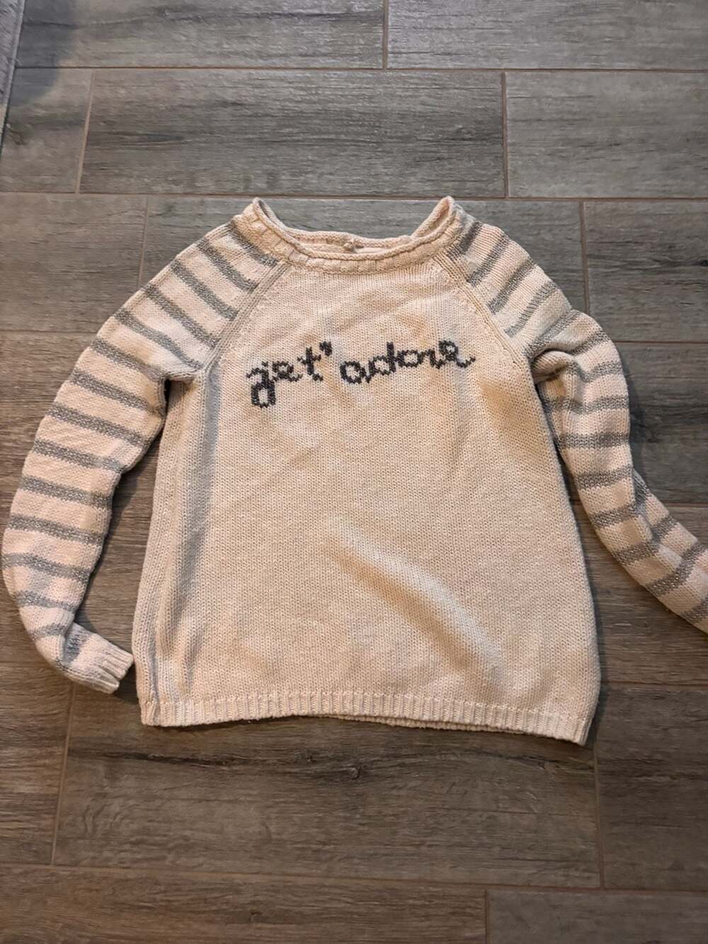 Moth Je T'adore Pullover Sweater Size S Cream Striped